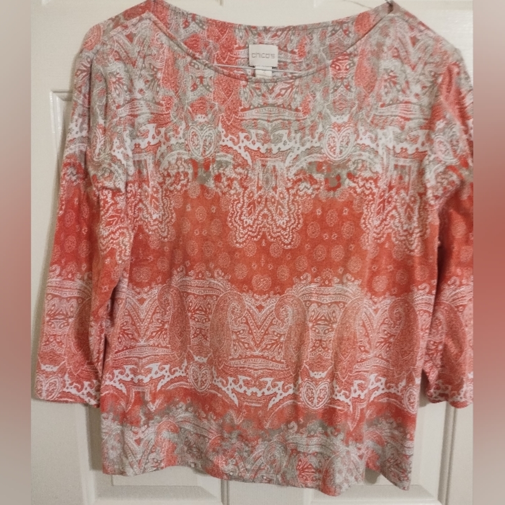 Chico's Sz 3 Paisley Print Knit Top